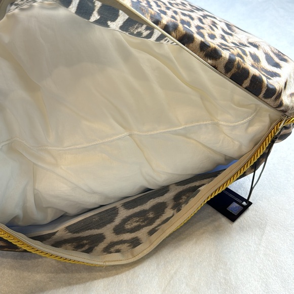 ROBERTO CAVALLI NWT NEW TAG XLARGE BLUE GOLD BLACK LEOPARD ACCENT THROW PILLOW - Picture 13 of 15